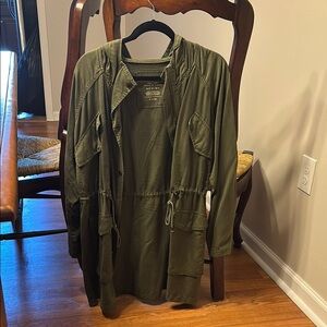 American Eagle Outfitters Green Utility Jacket Lightweight Cinched Waist